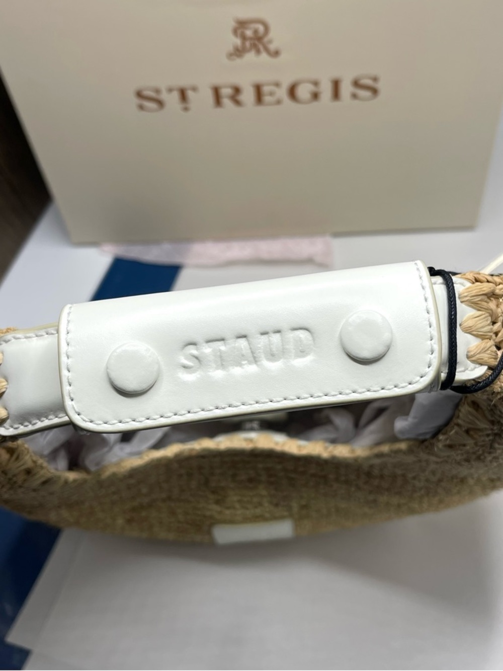 $395 STAUD for St. Regis Chic Moon Tote Bag Natural/Paper NWT - Picture 10 of 16